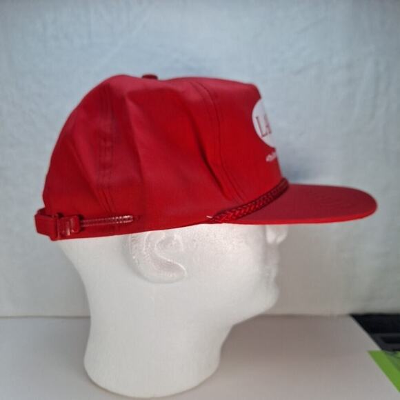 Vintage Larson The Storm Door Company Rope Hat Cap Red Zip-Back 90s - Picture 5 of 8